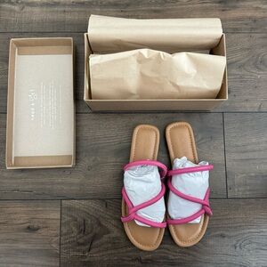 Madewell Bombe’ Slides In Leather Slides NK019 Raspberry Frosting